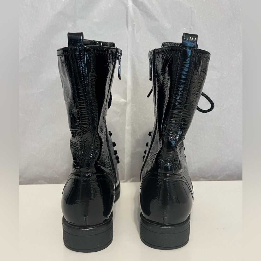 Women's Patent Leather Sz 7 / EU38 Black Combat Boots‎ Platform Lace Up Grunge - Picture 10 of 14